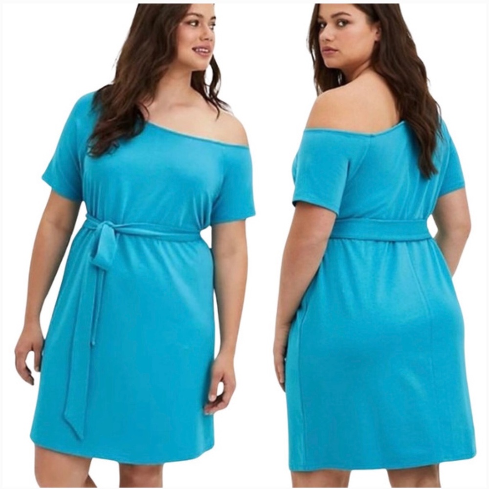 Torrid Teal Callie T-Shirt Belted Dress Size 3X. NWT